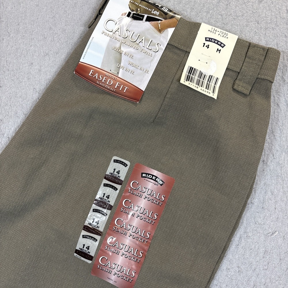 NWT Riders By Lee Women's 14M Trouser Pants Brown Slash Pocket Eased Fit